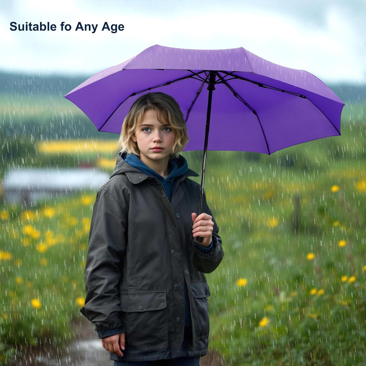 SoulRain Travel Umbrella - Compact Umbrella for Rain - Perfect Large Auto Folding Umbrella - Ideal Car umbrella, Small umbrella, and Travel Companion