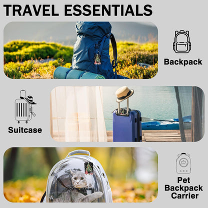 2 Pack Luggage Tags for Suitcases Christmas Tree Leather Luggage Tags Privacy Cover ID Label with Stainless Steel Loop and Address Card for Women Men Travel Bag Backpack