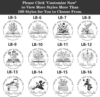 Custom Book Embosser | Book Stamp Personalized | Personal Library Embosser Custom Self-Ink Stamp from The Library of Customizable Embossing (Flowers 1)