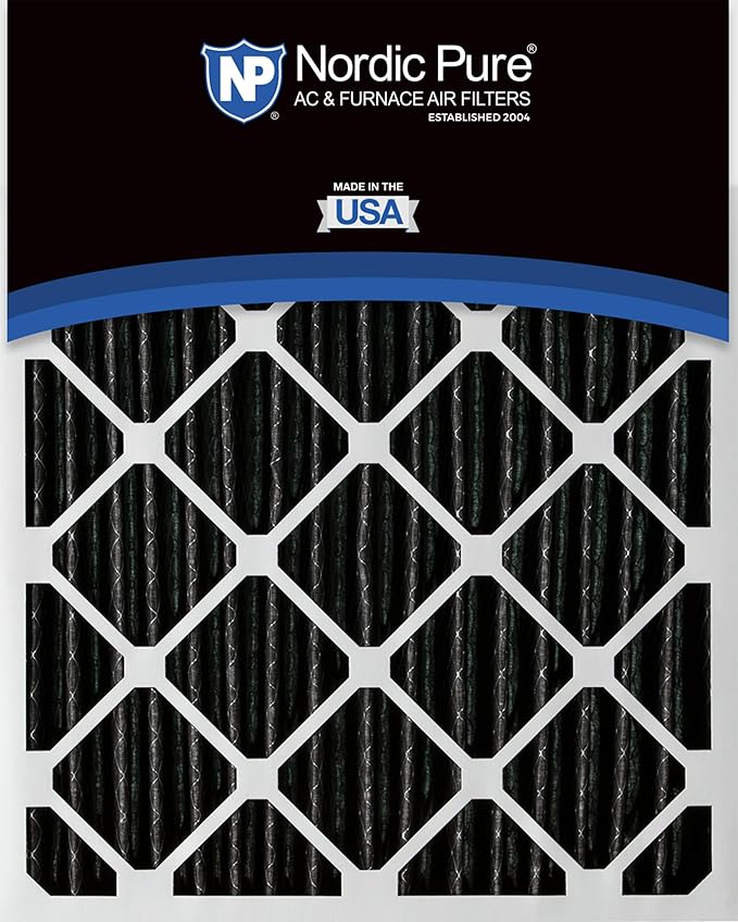 Nordic Pure 16x20x2 (Actual Size: 15 1/2 x 19 1/2 x 1 3/4) Furnace Air Filters MERV 8 Pleated Plus Carbon 3 Pack