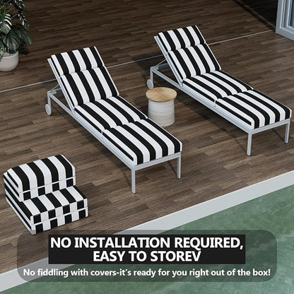 4 Pcs Chaise Lounge Cushions Outdoor, 72 x 21 x 4 Inch Lounge Chair Cushions for Outdoor Furniture - Waterproof Lounge Patio Replacement Cushion, 4In Fade-Resistant ThickPatio Chaise Lounge Cushion