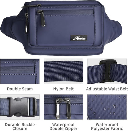 Waist Pack Bag Fanny Pack for Men&Women Hip Bum Bag with Adjustable Strap for Outdoors Workout Traveling Casual Running Hiking Cycling (Dark Blue)