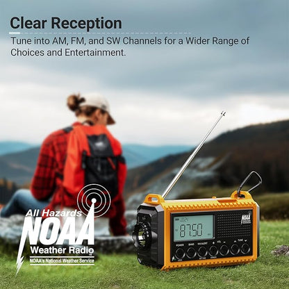 Mesqool 12000 Emergency Radio, Auto Digital Weather Radio NOAA/AM/FM/SW Battery