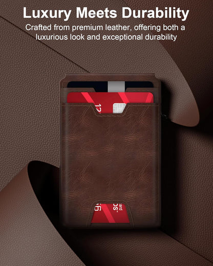 typecase Smart Wallet Card Holder for Men: Pop Up Card Case, Premium Genuine Leather, RFID Blocking, Slim, Minimalist, Thin, Front Pocket - 13 Card Capacitiy, ID Window, Cash Strap (Brown)