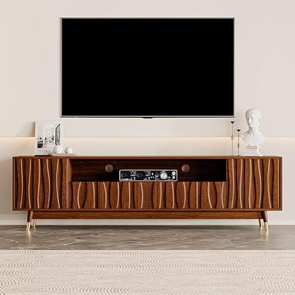 ATJafurn 78‘’ Brown Walnut Finish TV Stand