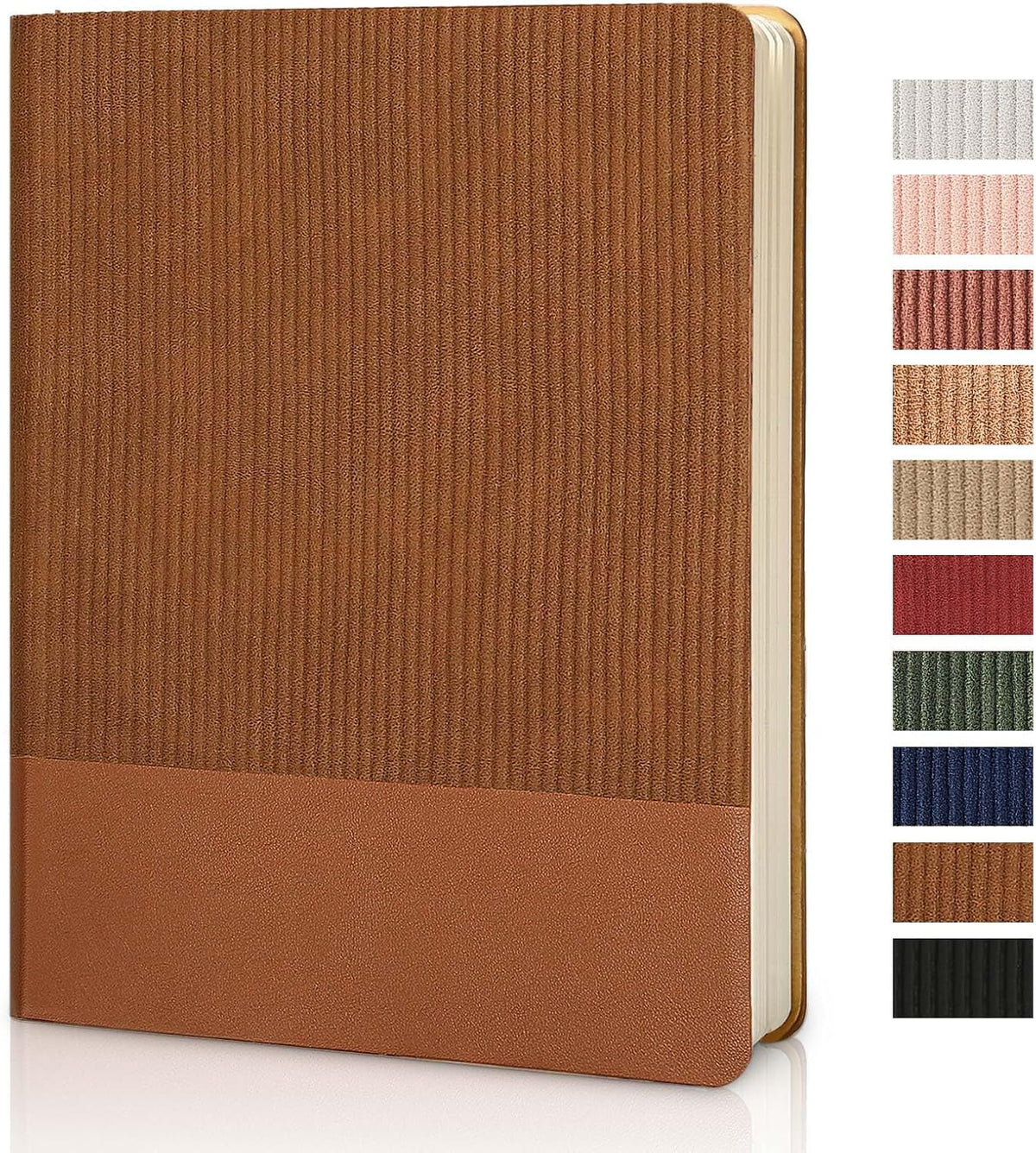 Lined Journal Notebook for Work College Ruled Note Book 7.2"x9.6" B5 PU Leather Daily Journaling 160 Pages for Women Men Writing Home School Supplies Business (B5 Lined 160pages, 10-Brown)