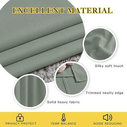 NICETOWN Sage Green 102 inch Curtains, Grommet Thermal Insulated Window Treatments Room Darkening Drape Room Divider for Living Room/Bedroom, W66 x L102, 2 Panels