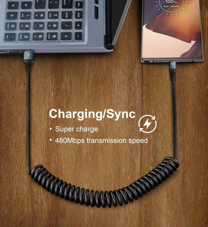 USB Type C Charger Cable Fast Charging, [2-Pack, 3ft] Coiled USB A to Type C Charger Cord for Car USB-C Cable Compatible with iPhone 16/15/Plus/Pro/Pro Max/Samsung Galaxy A10e A20 A50 S20 S10E Note 20