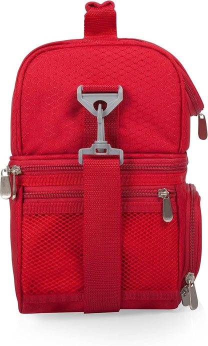 PICNIC TIME Coca Cola Pranzo Insulated Lunch Bag, Soft Cooler Lunch Box with Picnic Set and Dual Compartments, Portable Lunch Tote for Work and Travel, (Red)