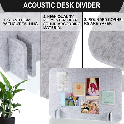 4 Pack Acoustic Desk Divider Desk Partition - Freestanding Privacy Panel 16 x 24 Inches Noise Reducing Partition for Office Table Standing Student Study Reception Area(Silver Gray)