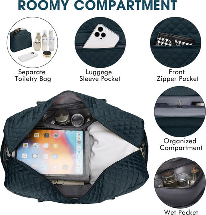 Travel Duffle Bag Weekender for Women - 38L Carry-On Overnight Bag Personal Item Bag with Shoe Compartment & Wet Pocket Weekend Tote Bags with Toiletry Bag Hospital Bags for Labor and Delivery