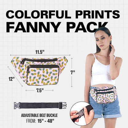 Fanny Pack Belt bag - Crossbody Waist Bag for Men or Women - Hands-Free, Waterproof Large Bumbag for Hiking, Running, and Travel (Pineapple)
