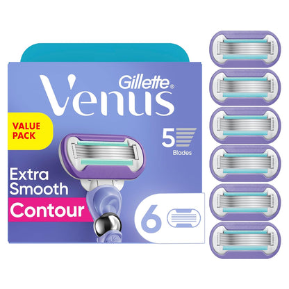 Gillette Venus Deluxe Smooth Swirl Womens Razor Blade Refills, 6 Count, Moisture Ribbon to Protect Against Irritation
