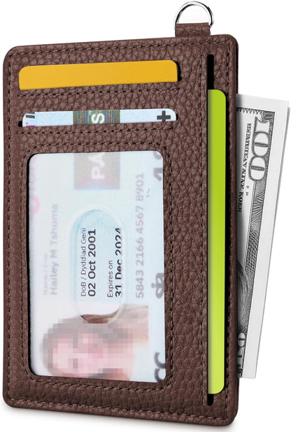 Mayski Slim Wallet, Credit Card Holder for Women, Minimalist Front Pocket RFID Blocking Card Cases, Small Wallet Women Men(Lichee Coffee)
