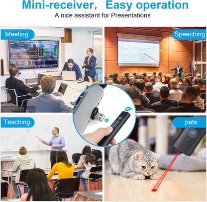 Presentation Clicker Presentation Remotes, Type C/USB A 2 in 1 Pointer, Remote PowerPoint Clicker,USB/Type-C for Computer Slide Advancer, Volume Control/Hyperlink/Switch Windows(Battery Included)