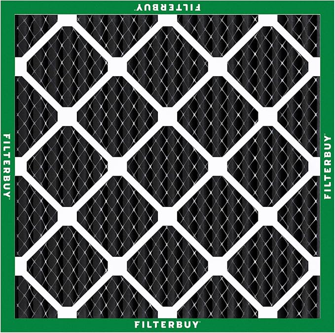 Filterbuy 10x10x1 Air Filter MERV 10 Odor & Allergy Defense with Activated Carbon (12-Pack), Electrostatic Pleated HVAC AC Furnace Filters Replacement, Made in USA (Actual Size: 9.50 x 9.50 x 0.75)