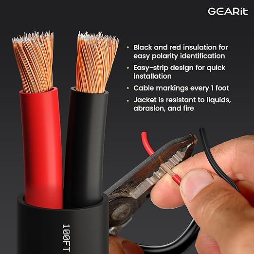 GEARit Outdoor Speaker Wire CL3 Rated, 16 Gauge Speaker Wire, Speaker Cable 100