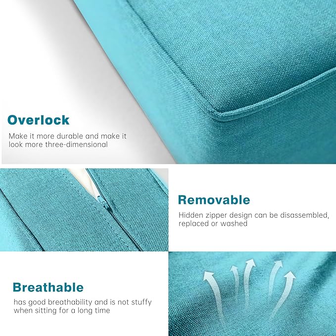 Belord Luxury 4" Thick Outdoor Cushion 10 Set - 22 x24 Inch 28D Sponge Filling Fade-Resistant Chair Cushion, Spill Proof Removable Patio Furniture Replacement Cushions for Sofa Bench Swing - Turquoise