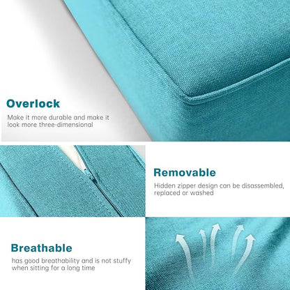 Belord Luxury 4" Thick Outdoor Cushion 10 Set - 22 x24 Inch 28D Sponge Filling Fade-Resistant Chair Cushion, Spill Proof Removable Patio Furniture Replacement Cushions for Sofa Bench Swing - Turquoise