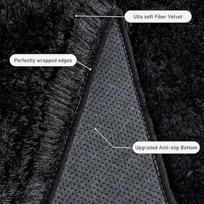 Black Runner Rug for Bedroom Hallways, 2x6 Fluffy Throw Area Rugs Non Slip for Bedside Dorm, Long Soft Shag Carpet for Nursery Living Room
