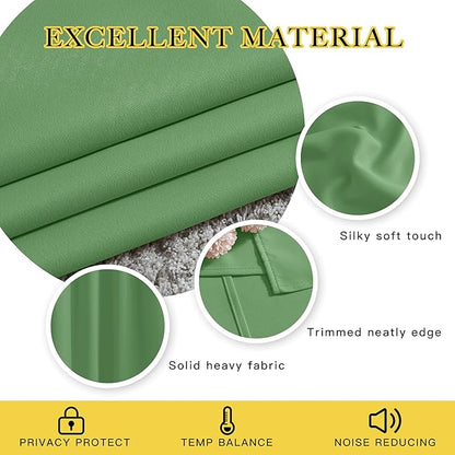 NICETOWN Blackout Forest Green Curtains for Living Room - Solid Thermal Insulated Sound Reducing Grommet Room Darkening Curtains & Drapes for Bedroom/Children Room (2 Panels, W66 x L84)