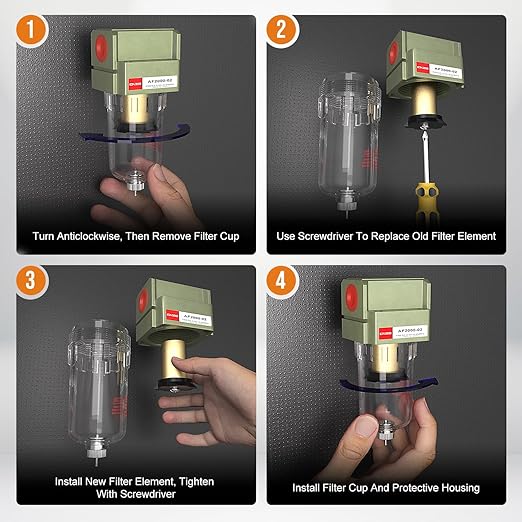 NPT 1/4 Auto Drain Air Pump Filter Pneumatic Water Trap for Air Compressor Oil Separator Compressed Airline Dryer Trap Inline Automatic AF2000-02D