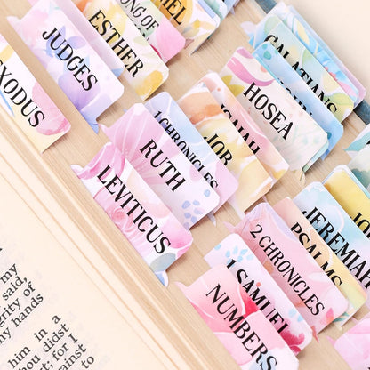 Bible Tabs for Women, 66 Large Print Laminated Bibles Chapters Index Tabs and 39 Blank Dividers Sticky Labels, Cute Beauty Bloom Bible Study Supplies, Journaling Accessories, Christian Gifts for Men
