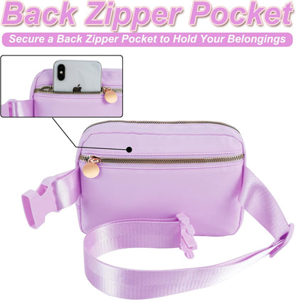 Belt Bag Fanny Pack Crossbody Bags with Initials Cute Stuff Birthday Gifts for Teenager Girls Trendy Stuff - White F,Lavender Bag