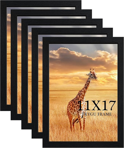 TKYGU 11x17 Picture Frame Set of 5, Wooden Frame 11x17 Wall Gallery Poster