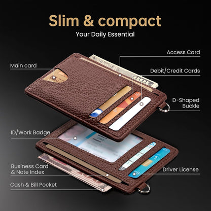 Mayski Slim Wallet, Credit Card Holder for Women, Minimalist Front Pocket RFID Blocking Card Cases, Small Wallet Women Men(Lichee Coffee)