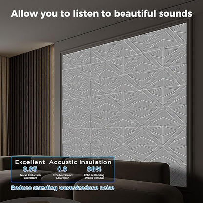 50 Pack Bulk Self-Adhesive Soundproof Wall Panels, 1.2lb/ft³ High Density