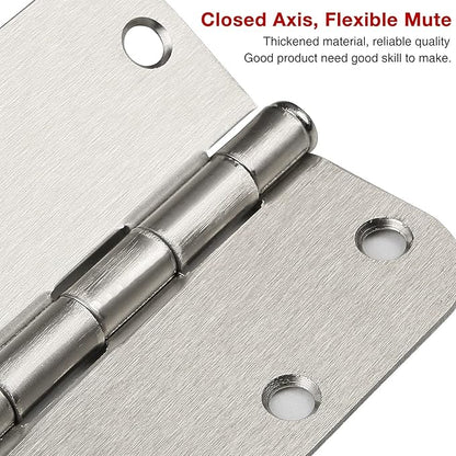 42 Pack Rounded Door Hinges Brushed Nickel 3.5 inch x 3-1/2", 5/8" Radius Heavy