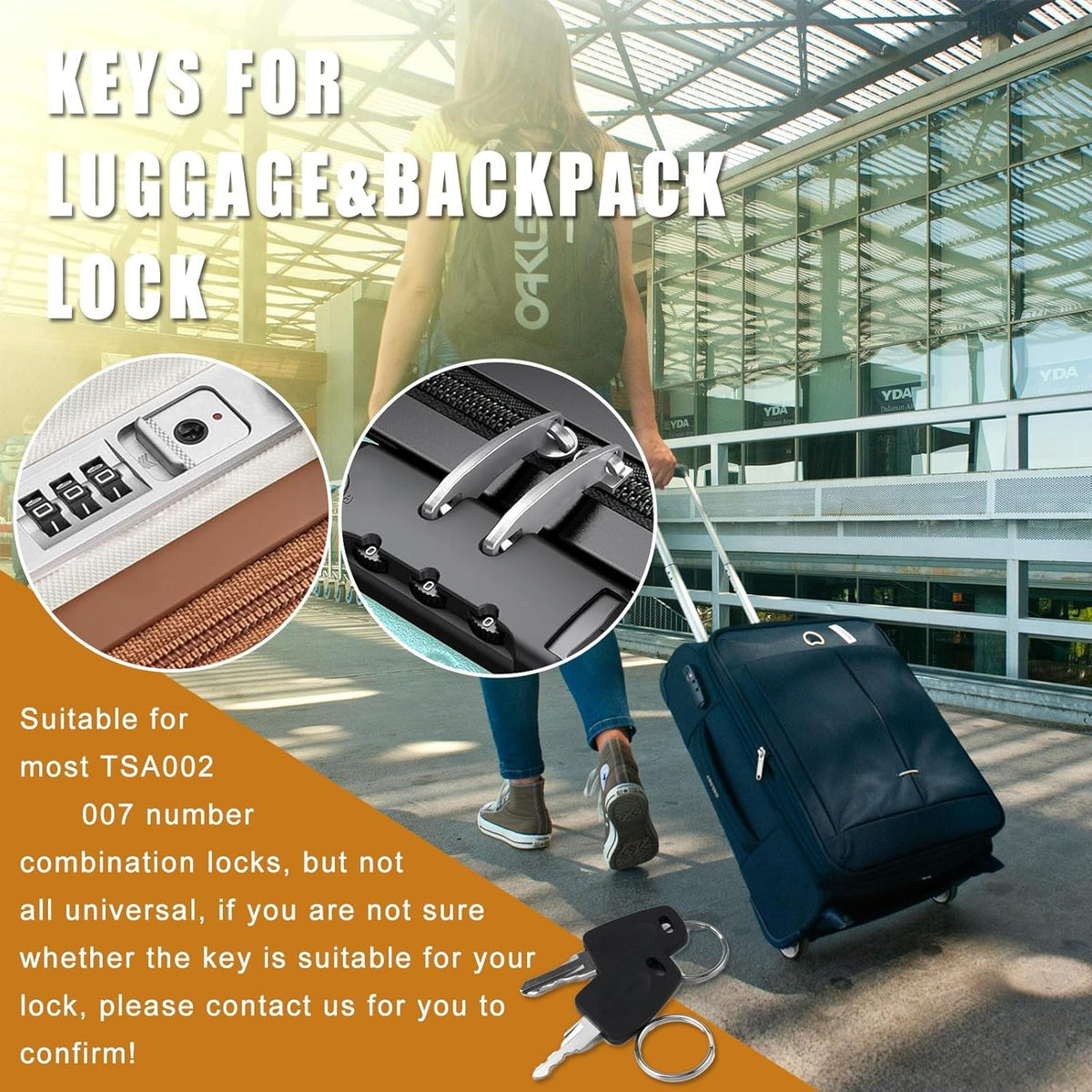 TSA Key 002 007Universal Lock Key Master Suitcase with 2Pcs Rings for Forgotten Password Combinations of Luggage Locks, Luggage Lock Password Combination Forgetting Solution