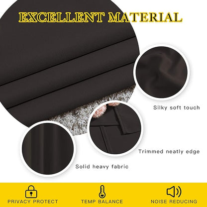 NICETOWN Blackout 102 inch Curtains for Living Room, Grommet Thermal Insulated Room Darkening Curtains for Bedroom/Living Room, 2 Panels, W52 x L102, Toffee Brown
