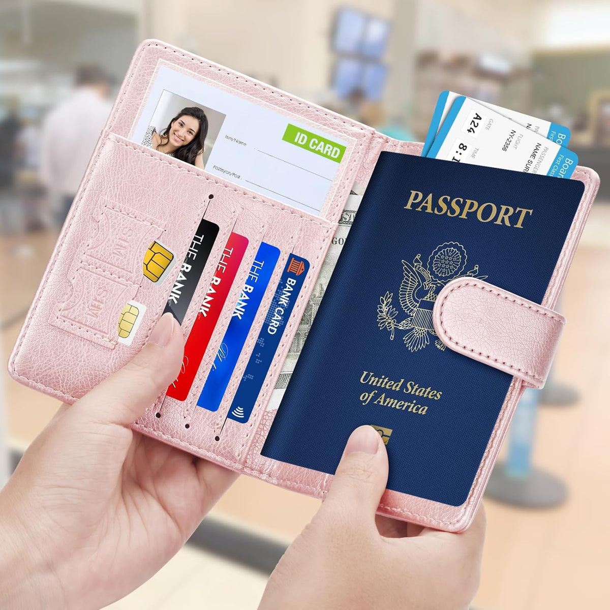Herain Passport Holder for Travel Cruise Essentials, 2 Pcs Passport Cover Wallet Case Women Men Family, RFID Passports Book Card Holders Travel Accessorie Gifts Must Haves