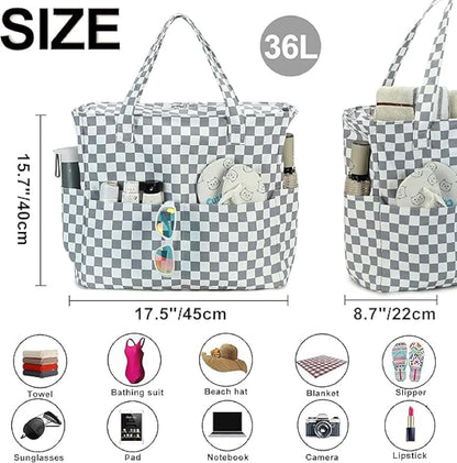 Bluboon Waterproof Beach Tote Pool Bags for Women Ladies Extra Large Carry On Bag With Wet Compartment for Weekender Travel