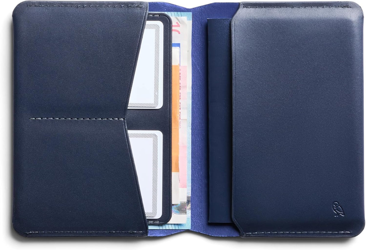Bellroy Passport Cover (slimline travel wallet/pouch with card slots and space for cash plus travel documents) - Navy