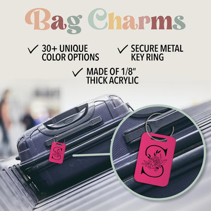 Personalized Monogram Name Tag for Luggage (3 or 6 Count Pack) | Custom Tag for Suitcase | Acrylic Name Tag for Travel | Choose Your Font & Color | Backpack ID Label (Monogram, Green)