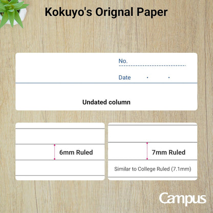KOKUYO Composition Notebooks, 5 Pack Campus Semi-B5 Comp Book with B 6mm Ruled, 30 Sheets, Classic School Lined Notebook, Journal Notebook for Women Work Study Note Taking (NO-3CBNx5)
