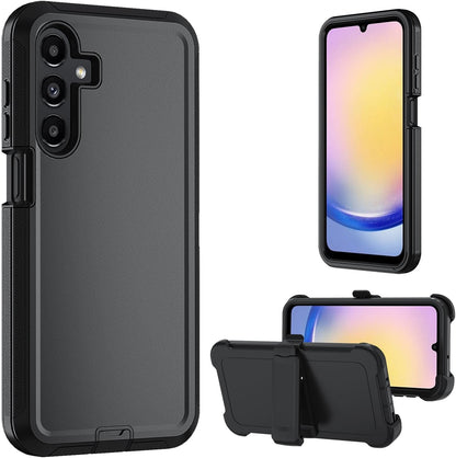 for Samsung Galaxy A17 5G case,A16 5G Heavy Duty case,with A Tempered Glass Screen Protector, [Military Grade Protective ] [Shockproof] [Dropproof] [Dust-Proof] (with Belt Clip-Black)