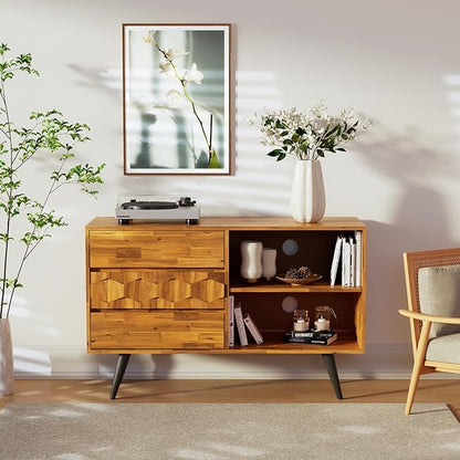 Bme Georgina 45 Inch Solid Wood TV Stand, Under 10 Minutes Assembly
