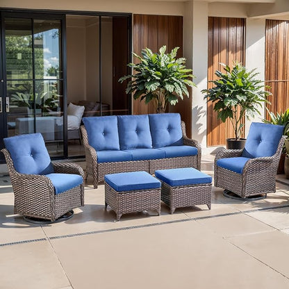 Belord Luxury 4" Thick Outdoor Cushion 8 Set - 22 x24 Inch 28D Sponge Filling Fade-Resistant Chair Cushion, Spill Proof Removable Patio Furniture Replacement Cushions for Sofa Bench Swing - Blue
