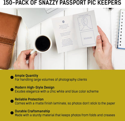 LOSTRONAUT 150-Pack Passport Photo Organizer Folder with Pockets & Compartments for 2x2 Print, Picture Display, Travel Document Organizer - Small Business Supplies - Passport Holder for Travel