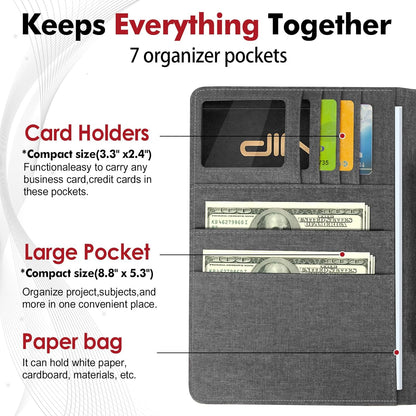 Journal Cover for Rocketbook Flip | Executive Size 6"x8.8" Fits A5, 6"x9" Steno Pad/Notebook & Top Spiral Notepad | Waterproof Protective Case with Pen Loop Holder & File Storage (Gray)