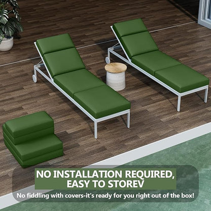 4 Pcs Chaise Lounge Cushions Outdoor, 72 x 21 x 4 Inch Lounge Chair Cushions for Outdoor Furniture - Waterproof Lounge Patio Replacement Cushion, 4In Fade-Resistant ThickPatio Chaise Lounge Cushion
