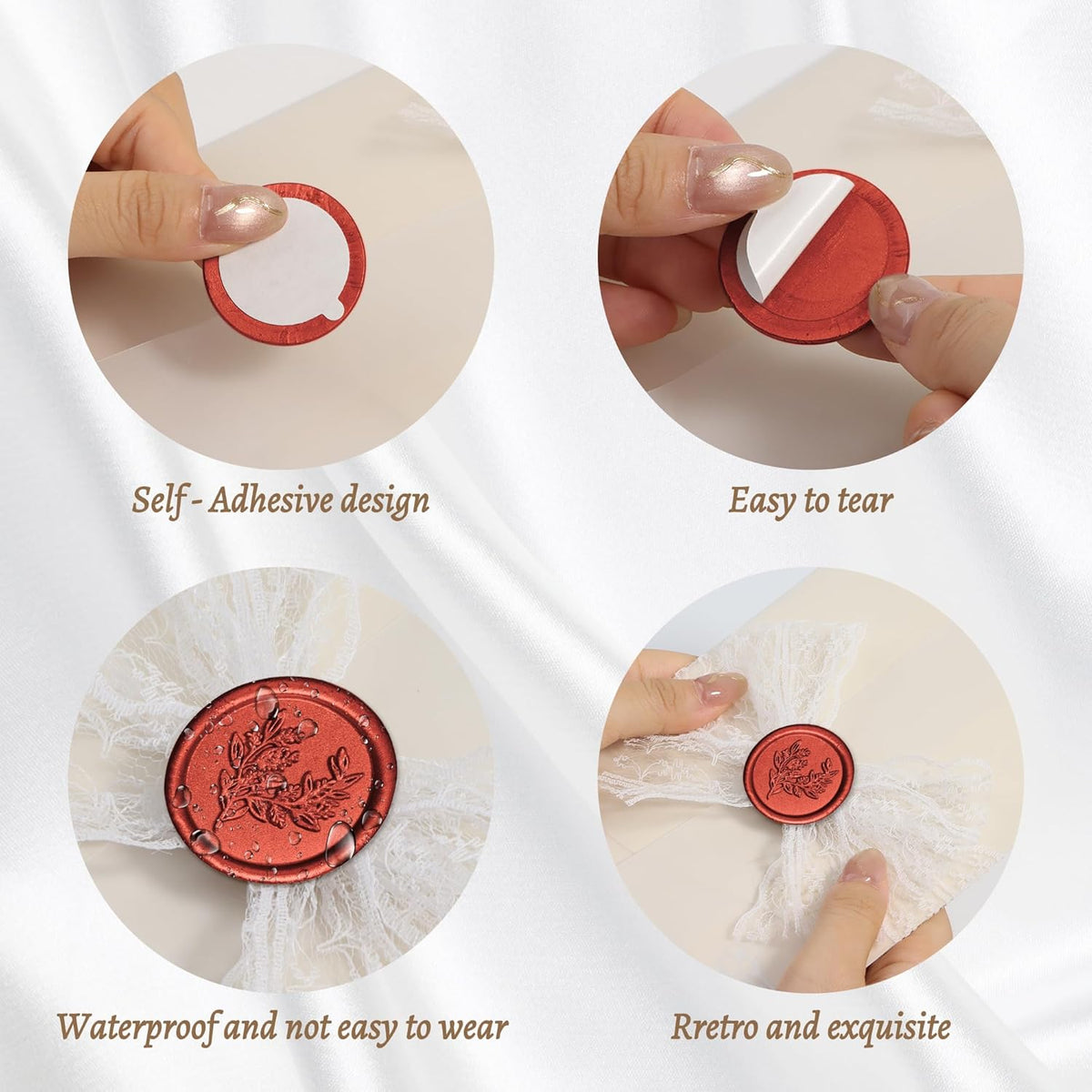 Handmade Wax Seal Stickers - Wedding Invitation Envelope Seal Stickers, 25 Pcs Self- Adhesive Stickers, Perfect for Invitation, Christmas, Gift Wrapping (Eucalyptus Style, Red Wax)