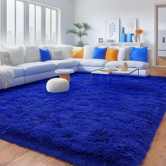 Rugs for Living Room 6x9, Soft Shaggy Modern Shag Area Rug for Bedroom, Upgrade Non-Slip Plush Fluffy Carpet for Kids Boys Girls Room Home Decor Aesthetic, Royal Blue
