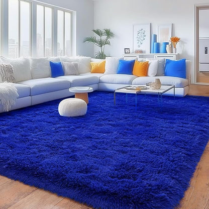 Rugs for Living Room 6x9, Soft Shaggy Modern Shag Area Rug for Bedroom, Upgrade Non-Slip Plush Fluffy Carpet for Kids Boys Girls Room Home Decor Aesthetic, Royal Blue