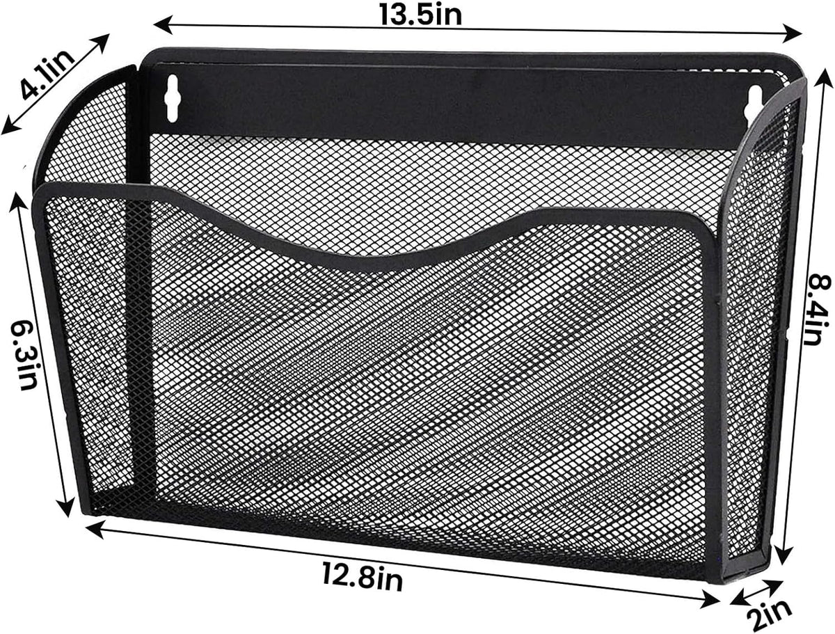 6 Pack Wall File Organizer, Mesh Hanging Metal Vertical Wall Mounted File Holder for Office/Home