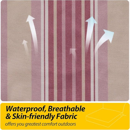 AAAAAcessories Outdoor Seat Cushions for Chairs, Fade-Resistant, Waterproof Patio Furniture Replacement Cushions, 25.5" x 25.5" x 5" + 25.5" x 13.5", Dusty Rose Garden Stripe